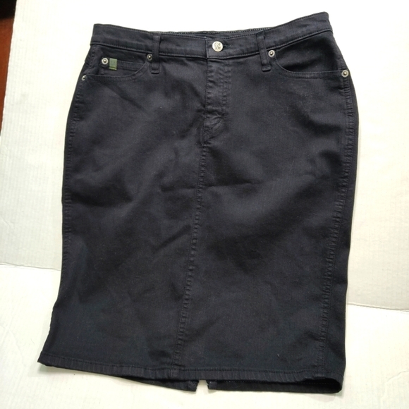 Second Yoga Black Denim Stretch Skirt Sz 29 Y2K Minimalist Made in Canada Jean - Picture 3 of 13